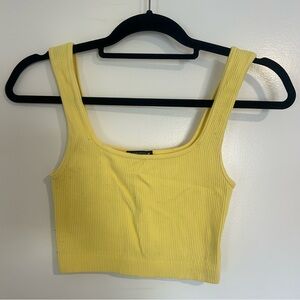 Zara Crop Ribbed Square Neck Tank Top